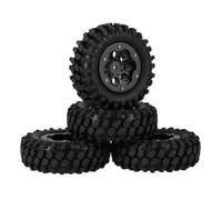 Compatible avec Axial pour SCX10 pour Tamiya CC01 D90 TF2 Trxs TRX4 1.9 Pouces Pneus en Caoutchouc Jante 96mm pour 1/10 RC Chenille De Roche Roue Voiture RC(Black)
