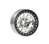 Compatible avec Axial pour SCX10 pour TRX4 pour HSP pour Redcat D90 1/10 RC Pièces Mise À Niveau Voiture sur Chenilles Aluminium 1.9 Moyeu Jante Roue Beadlock Pièces détachées RC(Black Silver,1pcs)