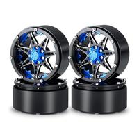 Compatible avec Axial pour SCX10 pour Wraith pour TRX4 pour TRX6 pour Redcat 1/10 RC pour Voiture sur Chenilles 4 Pièces Kit Peau Pneus Jante 2.2 Pouces Pièces détachées RC(Wheels-Blue)