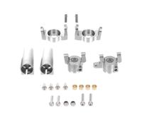 Compatible avec Axial SCX10 II 90046 90047 RC Pièces Détachées Fusées De Direction Avant en Métal Kit De Verrouillage D'essieu Arrière avec pour Porte-moyeu en C détachées RC(Silver)