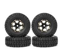 Compatible avec Axial SCX24 AXI00001 pour Deadbolt pour Gladiator pour JIMNY 4 Pièces 1,0" Laiton Beadlock Caoutchouc Moyeu Roue Jantes Pneus Ensemble 1/24 RC Crawler Car Pneu Caoutchouc RC