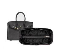 Compatible avec Birkin Sac à Main Finition Insert, Polyester Satin intérieur de Sac de Bile, Sac à Main doublée, Sac de Rangement(Black,for Birkin 25)