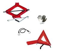 Compatible avec BMW Active Tourer CRIC PANTOGRAPHE + Crick Fluo Triangle d'urgence pour Levage DE PNEUS DE Voiture Universel JUSQU'À 2 TONNES APPROUVÉ Facile À Utiliser