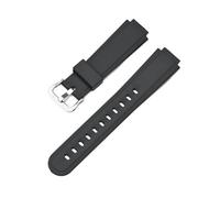 Compatible avec Casio AW-90H Bracelet de montre électronique en caoutchouc noir Interface spéciale Bracelet en acier boucle ardillon accessoires(Black silver)