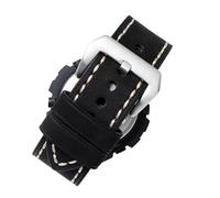 Compatible avec Casio G-SHOCK GST-B100 / W300/400 S110/S120/W130L bracelet de montre en cuir port Concave for hommes ligne manuelle sangle ceinture 26mm(Black white silver)