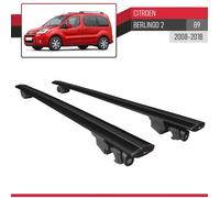 Compatible avec Citroen Berlingo 2 (B9) 2008-2018 HOOK Model Barres de Toit Railing Porte-Bagages de Voiture Noir Aluminium 2 Barres