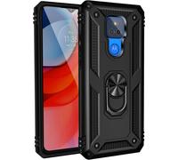 Compatible Avec Coque Moto G Play 2021 Avec Aimant Anneau Support, 360°Double Couche Renforcée Défense Bumper Antichoc Armure Housse Etui Avec Protection Écran-Noir