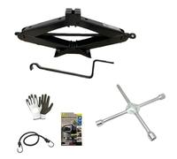 Compatible avec Dacia Duster CRIC À Ciseaux pour Voiture RUCIFORME pour DESSERRER Les BOULONS KIT d'urgence ROUTIÈRE HOMOLOGUÉ 2 TONNES