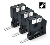 Compatible avec Dymo Rhino 18055 étiquettes thermorétractables pour industriel câbles, 12 mm x 1,5 m, avec Dymo etiqueteuse Rhino 4200, 5200, 5000, 1000, 3000, 6000, noir sur blanc, lot de 4