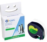 Compatible avec DYMO S0721690/91224 Étiquettes en plastique/cassette à ruban noir sur vert 12mm x 4m - Marque: G & G