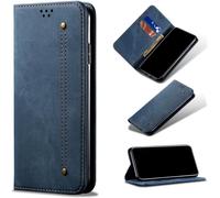 Compatible Avec Etui Vivo Y53s 5g, Flip Jeans Portefeuille Housse Avec Fente Carte, Magnétique Stand+Protecteur D'écran En Verre Trempé*2-Bleu