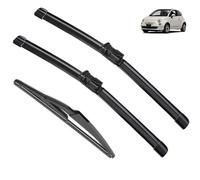 Compatible avec Fiat 500 312 2007-2017 Balais d'essuie-glace avant arrière en caoutchouc souple for pare-brise automatique 24"+14"+11",Pas pour 500L (Color : 3 wipers)