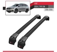 Compatible avec Fiat Tipo Egea Break 2016-2026 ACE-2 Barres de Toit Railing Porte-Bagages de Voiture Noir Aluminium 2 Barres