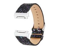 Compatible avec Fitbit Ionic Band, bracelet en cuir Glitter Bling Band compatible avec Fitbit Ionic Smart Watch Fitness Tracker (GLITTER NOIR)