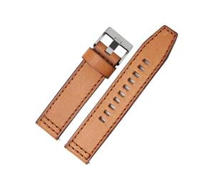 Compatible avec Fossil JR1354|1487|1424 Bracelet de montre rétro à dégagement rapide en cuir véritable Diesel noir marron foncé 22 mm 24(Brown silver clasp,24mm)