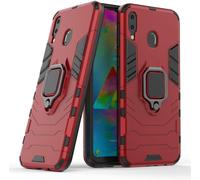 Compatible Avec Galaxy M20 Coque, Anneau De Support Téléphone Voiture Magnétique Bague 360 Étui De Protection Pour Samsung Galaxy M20 Rouge
