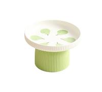 Compatible avec gamelles surélevées céramique Chat, Base Lourde antidérapante, Plat Nourriture Chats/Chiens à Face Plate, Protection Cou, Anti-déversement, Facile Nettoyer(Green White Pears)