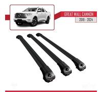 Compatible Avec Great Wall Cannon 2019-2026 Ace-1 Barres De Toit Railing Porte-Bagages De Voiture Noir Aluminium 3 Barres