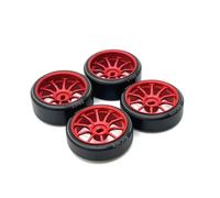 Compatible avec HGD1 pour Mini-Q pour Wltoys K969 K979 K989 P929 1/28 RC, Pièces De Mise À Niveau De Voiture, Accessoires De Moyeu De Roue en Métal, Pneu avec Logo détachées RC(Red)
