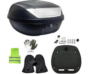 Compatible avec Honda CLR 125 City Fly Top Case 52 litres SIFAM Complet avec Plaque+POIGNEE+KIT DE Montage Coffre pour Moto Scooter Support pour 2 Casques Noir Mat