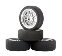 Compatible avec HSP pour HPI, Pneus Et Jantes en Éponge À Échelle 1/10 RC sur Route pour Voiture De Course pour Modèle avec Décalage De 3 Mm Et Hexagone De 12 Mm Roue Voiture RC(Silver,D)