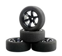 Compatible avec HSP pour HPI pour Modèle De Voiture De Course, Accessoire De Jouets, Pneus en Éponge Et Jantes Roue À Échelle 1/10 avec Décalage De 3mm Et Hex RC De 12mm Roue Voiture RC(Black)