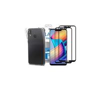 Compatible avec Huawei Honor Play -Pack 2 en 1- Coque Souple Solide Anti Choc avec Impression + 2 Films Protection écran Verre trempé résistant Anti