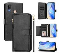 Compatible avec Huawei Nova 3E Coque,Compatible avec Huawei P20 Lite ANE-LX1 ANE-LX2J ANE-AL00 ANE-L23 ANE-L21 ANE-TL00 Flip PU Cuir Zip Portefeuille Etui pour téléphone Portable Black