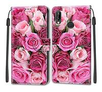 Compatible avec Huawei P20 Lite 5.84" Coque Étui, PU Leather Portefeuille Magnétique Téléphone Anti-Rayures Protection Housse pour Huawei P20 Lite(2018 Version) Pink Rose
