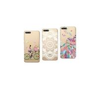 Compatible avec Huawei Y6 2018 , Honor 7A - Pack de 3 Coques Souples Solides Anti Choc avec Impression Motif de qualité