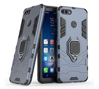 Compatible avec Huawei Y9 (2018) Coque, Anneau de Support Téléphone Voiture Magnétique Bague 360 Étui de Protection pour Huawei Y9 2018, Enjoy 8 Plus (Bleu Marine)