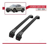 Compatible Avec Hyundai Santa Cruz (Nx4a Ob) 2022-2025 Ace-2 Barres De Toit Railing Porte-Bagages De Voiture Noir Alu 2 Barres