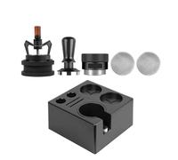 Compatible avec IKAPE - ensemble d'outils à café expresso 6 pièces, boîte à frappe souriante en ABS et pilon V3 (noir/argent) for le brassage à domicile(53.3MM SET Black)