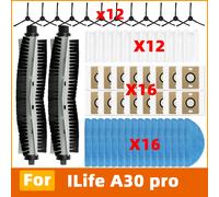 Compatible avec ILife A30 Pro Pièces d’aspirateur Brosse principale Brosse latérale Filtre HEPA Lingette de lavage Sac à poussière Accessoires de remplacement SET 3