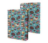 Compatible avec iPad A16 11 pouces 2025, housse fine imprimée gâteau de thé de l'après-midi compatible avec iPad 10e génération 10,9 pouces 2022 avec support veille/réveil automatique