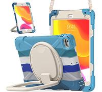Compatible avec iPad mini 4/Mini 5 7,9" (2015/2019), coque robuste en TPU résistant aux chocs pour enfants, poignée rotative à 360 degrés, support robuste, béquille + bandoulière. Bleu coloré