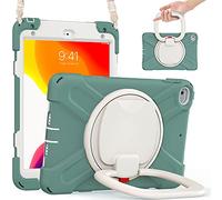 Compatible avec iPad Mini 4/Mini 5 7,9" (2015/2019), coque robuste en TPU résistant aux chocs pour enfants, poignée rotative à 360 degrés, support robuste, béquille + bandoulière. Vert émeraude