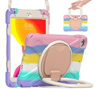 Compatible avec iPad mini 4/Mini 5 7,9" (2015/2019), coque robuste en TPU résistant aux chocs pour enfants, poignée rotative à 360 degrés, support robuste, béquille + bandoulière. Rose coloré