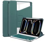 Compatible avec iPad Pro 13 Pouces Étui M4 2024 7ème Génération Clavier Sans Fil Amovible S Pen Holde Case, Support Rotatif à 360 Degrés Folio Flip Translucide Souple TPU Cover, Voiture