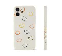 Compatible avec iPhone 11 Case, Smiley Smile Face Cute Painted Design Soft Liquid Silicone for Women Girls Fashion Slim