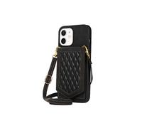 Compatible Avec IPhone 11 Etui Flip Miroir Blocage RFID Bandoulière Fermeture Magnétique Etui Portefeuille Noir