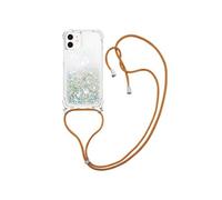 Compatible avec iPhone 12 mini cas Antichoc à quatre coins Léger Protection de lentille Paillettes Lanière réglable Argent