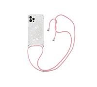 Compatible avec iPhone 12 Pro cas Paillettes Protection de lentille Léger Lanière réglable Antichoc à quatre coins Blanc