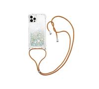 Compatible avec iPhone 12 Pro cas Paillettes Protection de lentille Léger Lanière réglable Antichoc à quatre coins Argent