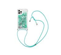 Compatible avec iPhone 12 Pro cas Paillettes Protection de lentille Léger Lanière réglable Antichoc à quatre coins Vert