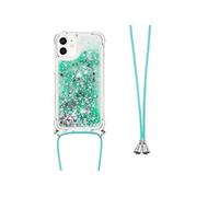 Compatible avec iPhone 12 PRO MAX cas Antichoc à quatre coins Paillettes Léger Lanière réglable Protection de lentille Vert