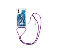 Compatible avec iPhone 12 PRO MAX cas Antichoc à quatre coins Paillettes Léger Lanière réglable Protection de lentille Bleu