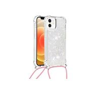 Compatible avec iPhone 12 PRO MAX cas Antichoc à quatre coins Paillettes Léger Lanière réglable Protection de lentille Blanc