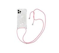 Compatible avec iPhone 12 PRO MAX cas Paillettes Antichoc à quatre coins Protection de lentille Léger Lanière réglable Blanc