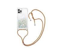 Compatible avec iPhone 12 PRO MAX cas Paillettes Antichoc à quatre coins Protection de lentille Léger Lanière réglable Argent